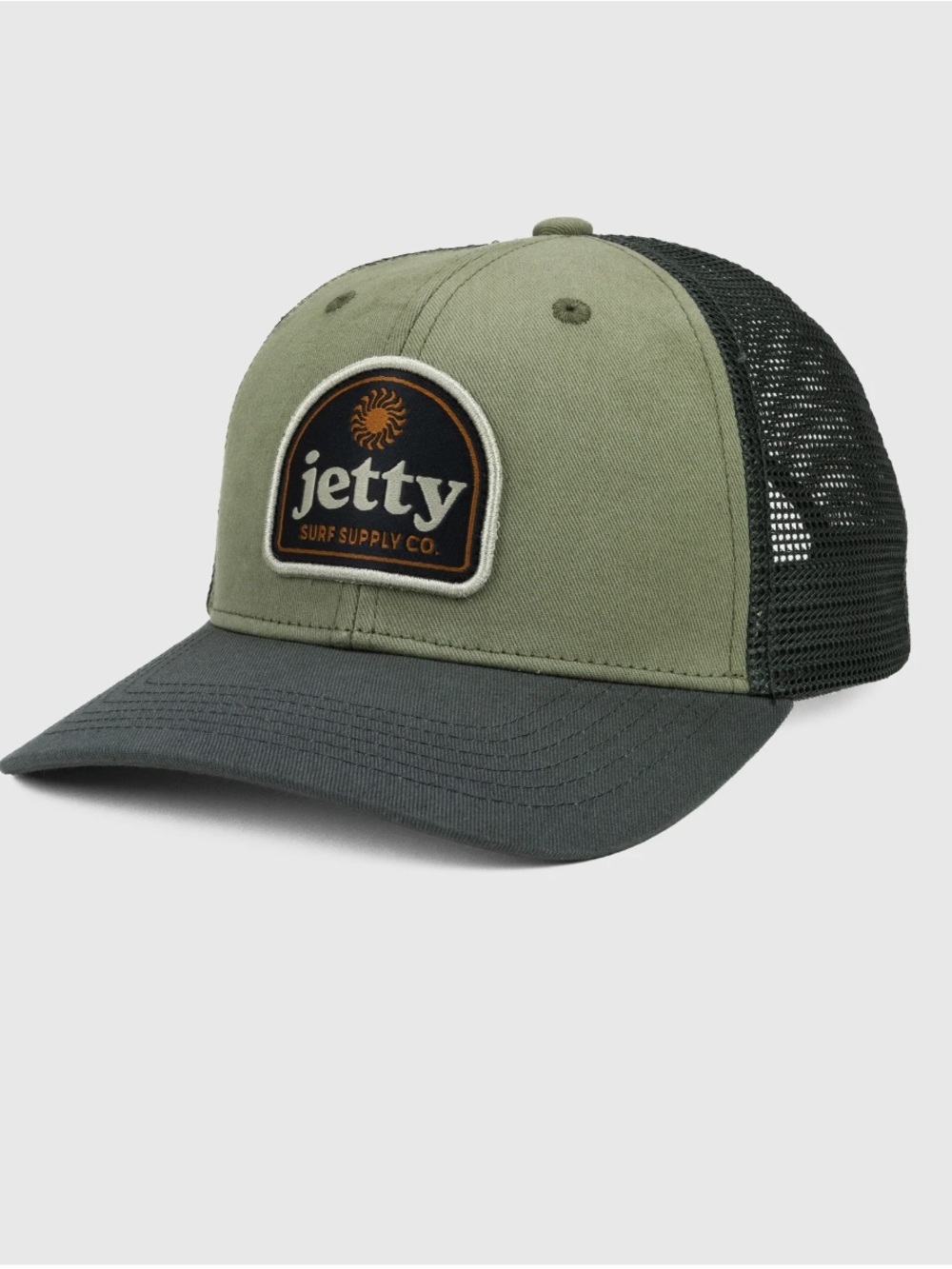 NWOT - Jetty Men's Rise Two-Tone Trucker Hat - Olive and Grey